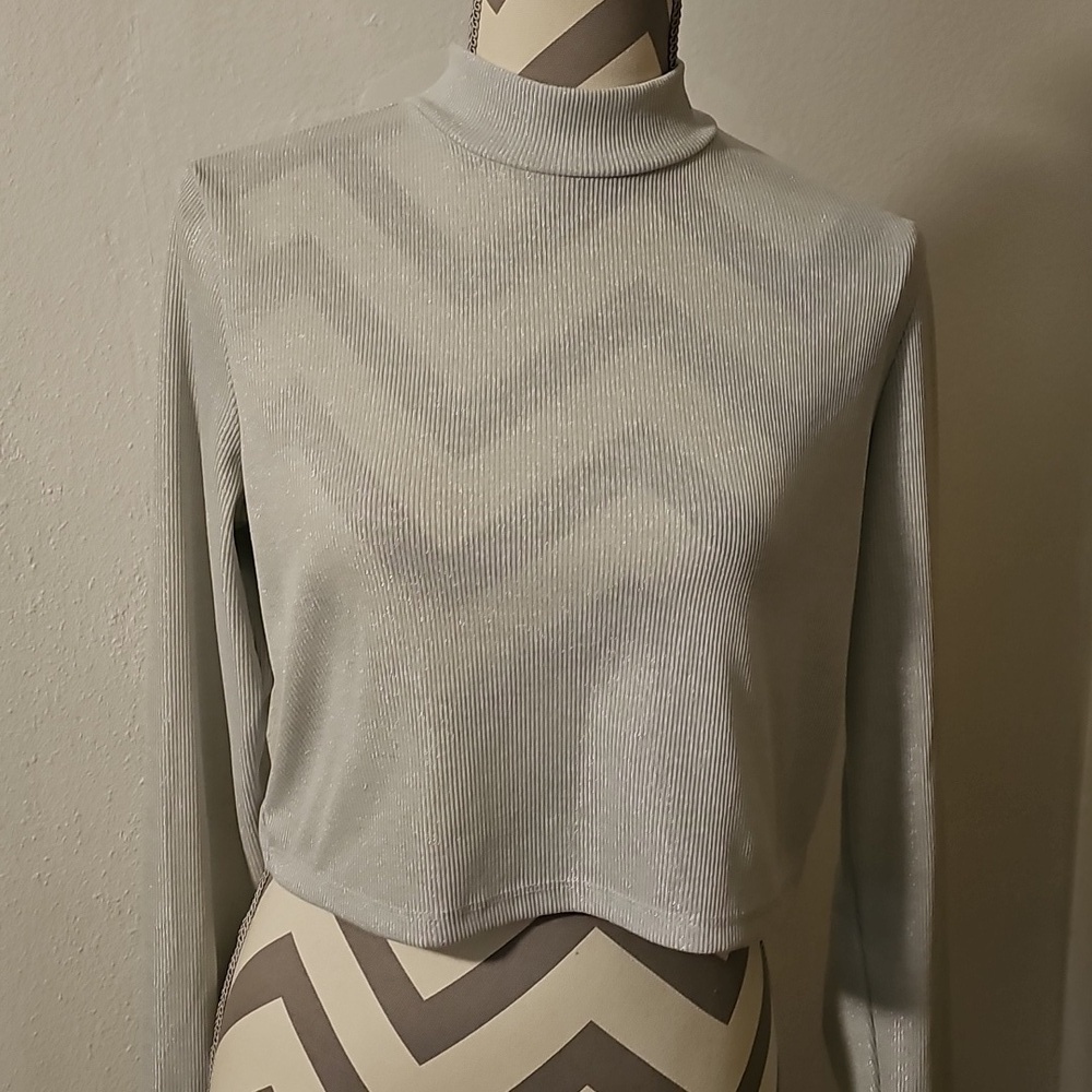 H&M Gray Ribbed Knit Top